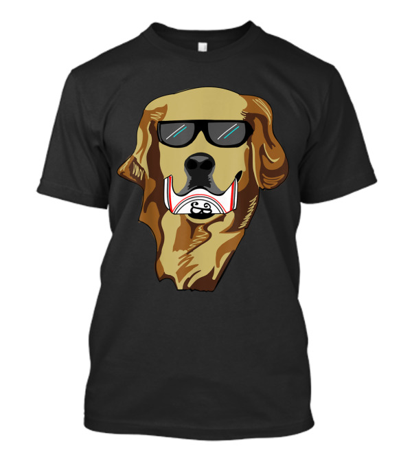 Golden Retriever Dog In Sunglasses With Beer Foam Mustache T-Shirt
