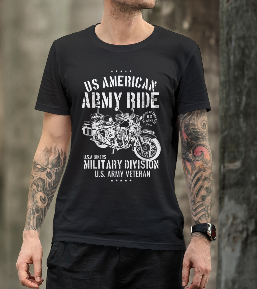 US American Army Ride Military Division U.S. Army Veteran USA Bikers T-Shirt