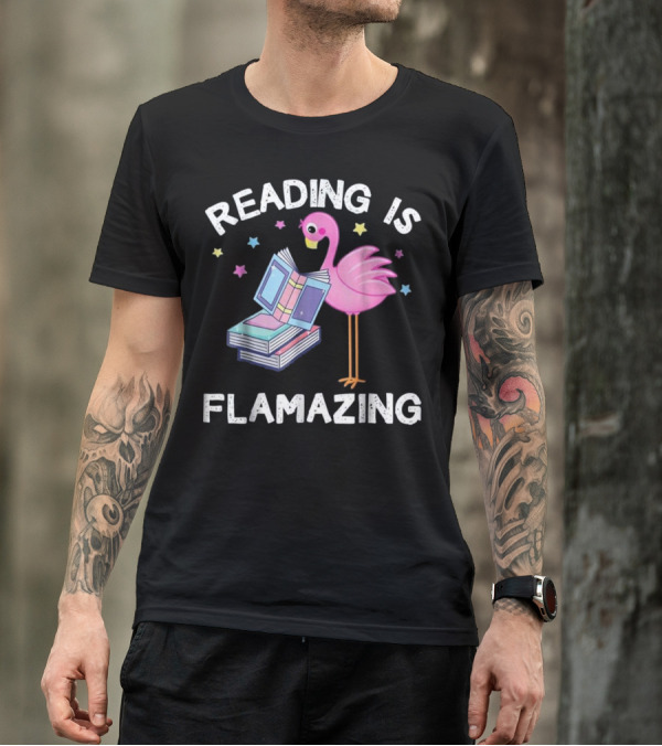 Reading Is Flamazing Flamingo With Books And Stars T-Shirt