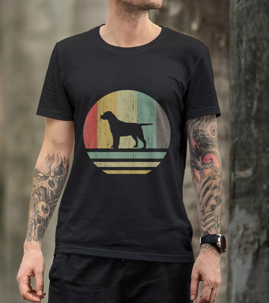 Vintage Labrador Retriever Sunset Stripes T-Shirt