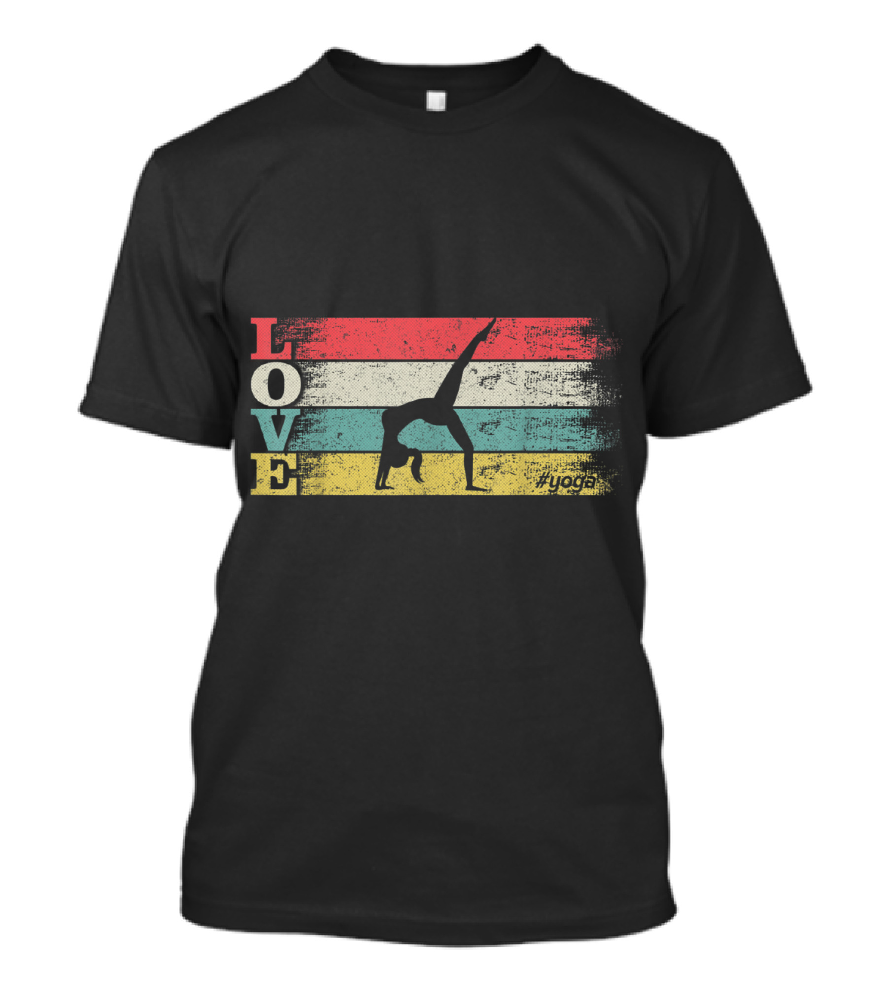 Love Acro Yoga Vintage Style With Silhouette And Retro Stripes T-Shirt