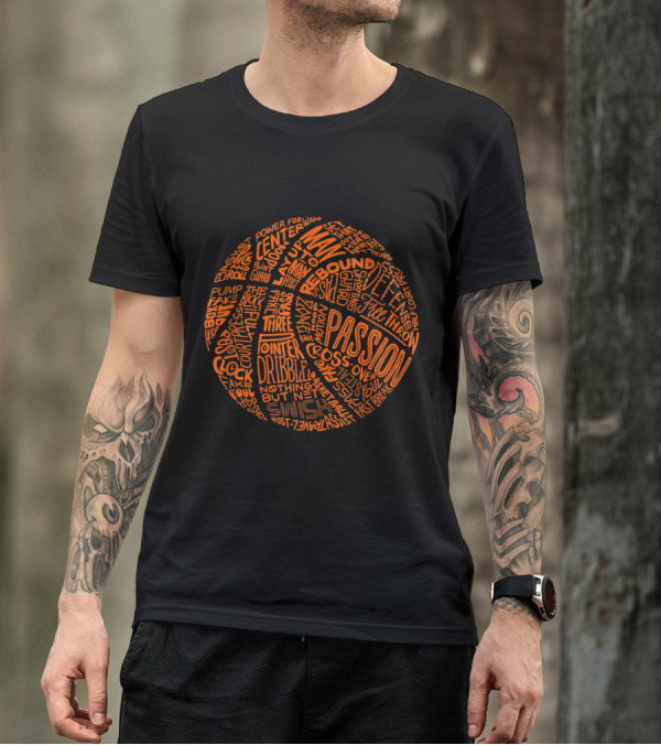 Basketball Passion Terms Rebound Center Crossover Dribble Swish Orange Ball T-Shirt