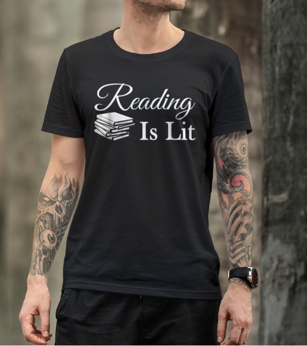 Reading Is Lit Book Stack T-Shirt