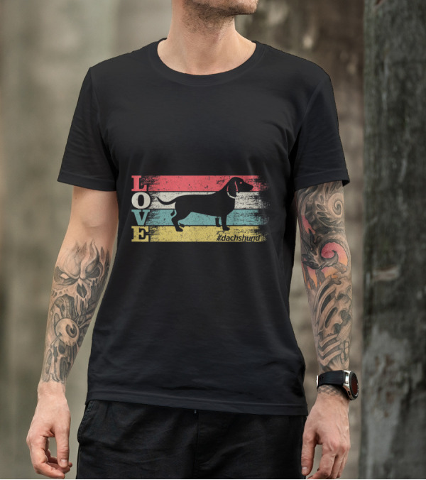 Love Dachshund Vintage Silhouette #dachshund T-Shirt