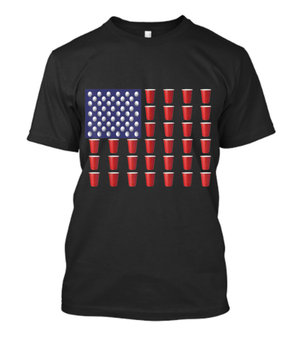 American Flag Beer Pong Red Cup USA T-Shirt