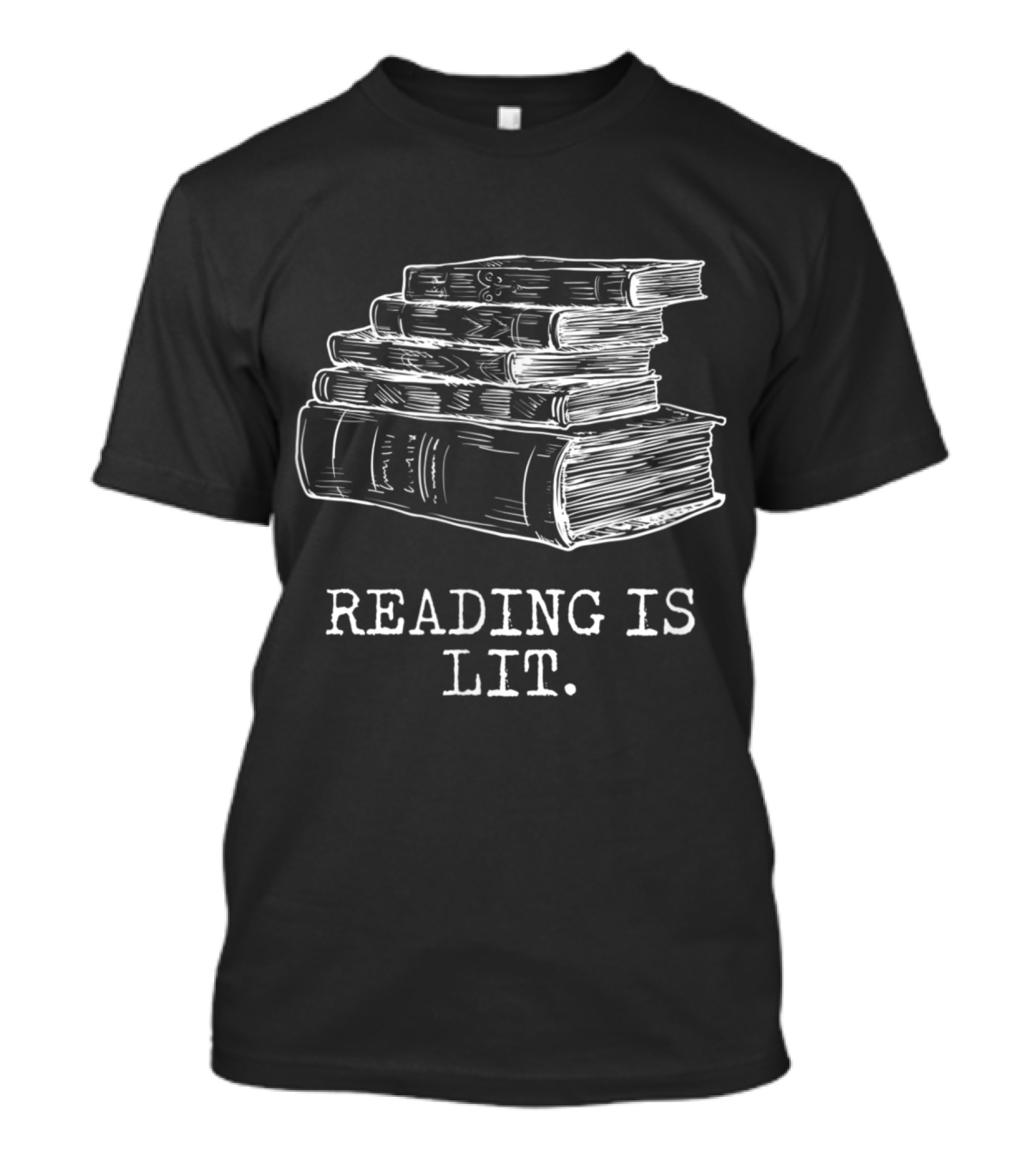 Reading Is Lit With Books Stack Funny Meme T-Shirt