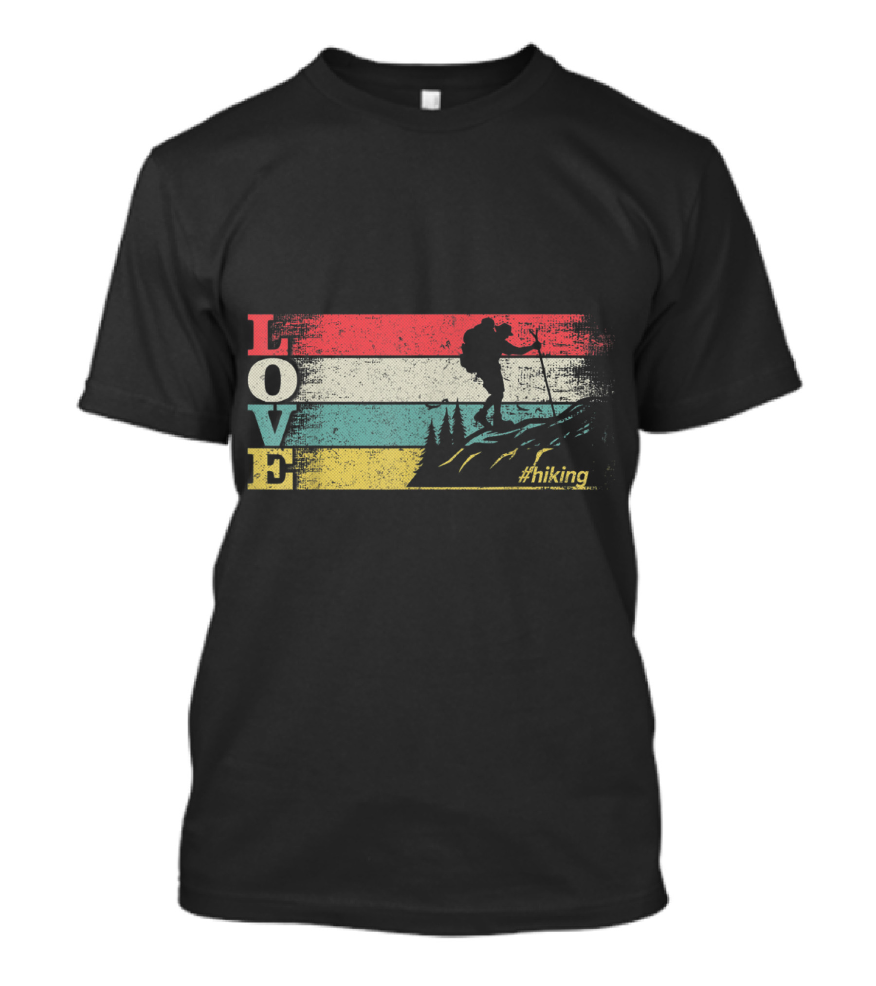 Love Hiking Vintage Retro Stripes Adventure T-Shirt