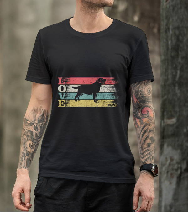 LOVE Vintage Labrador Retriever Retro Stripes T-Shirt
