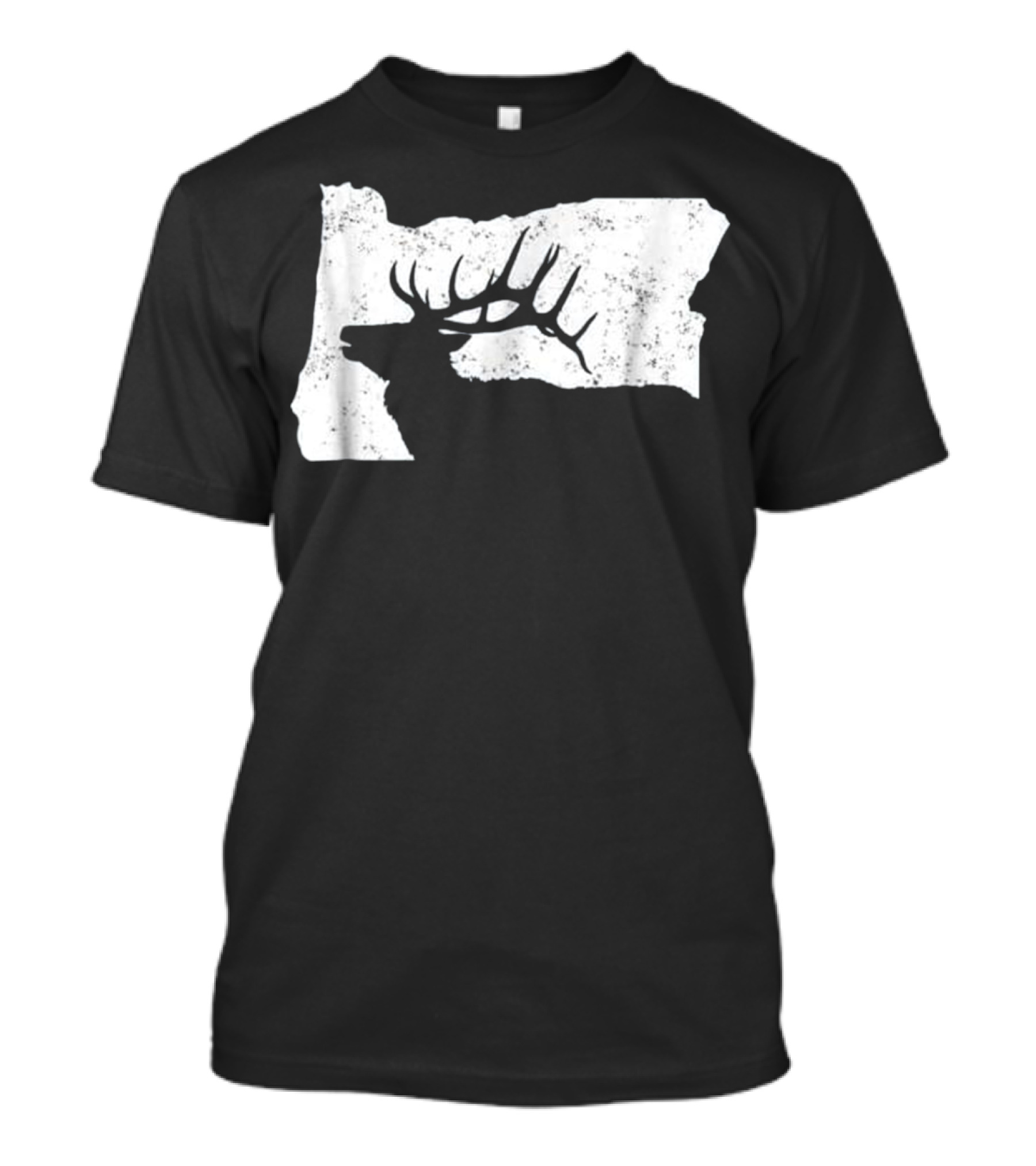 Oregon Elk Hunting Bull Silhouette Map T-Shirt