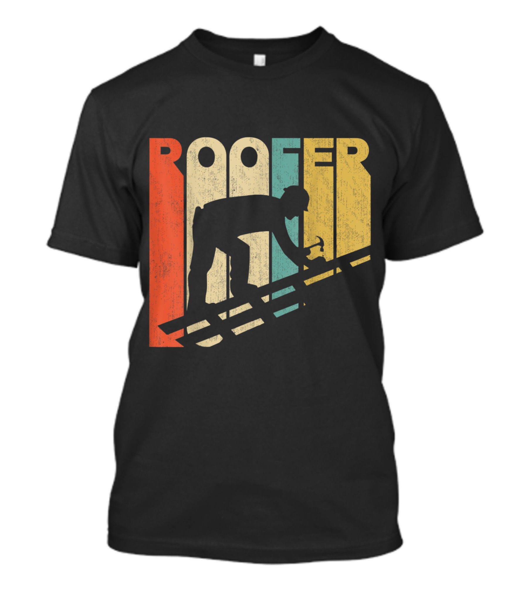 Vintage Roofer Silhouette On Retro T-Shirt