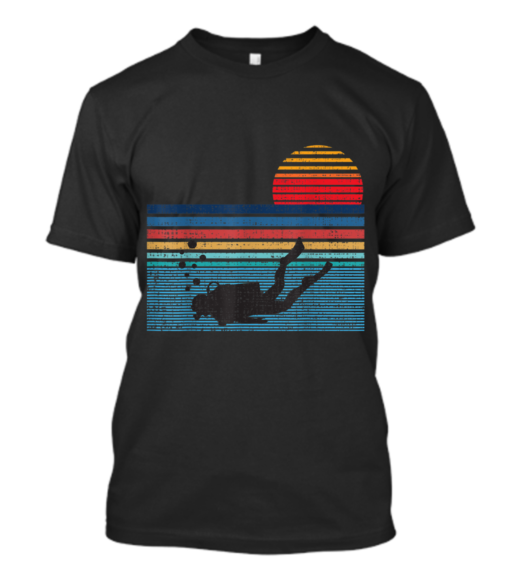 Vintage 80s Scuba Diving Retro Sunset T-Shirt