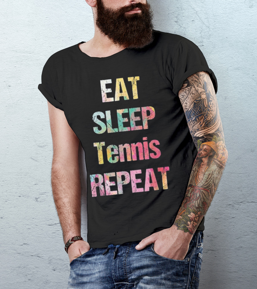 Eat Sleep Tennis Repeat Colorful Summer T-Shirt