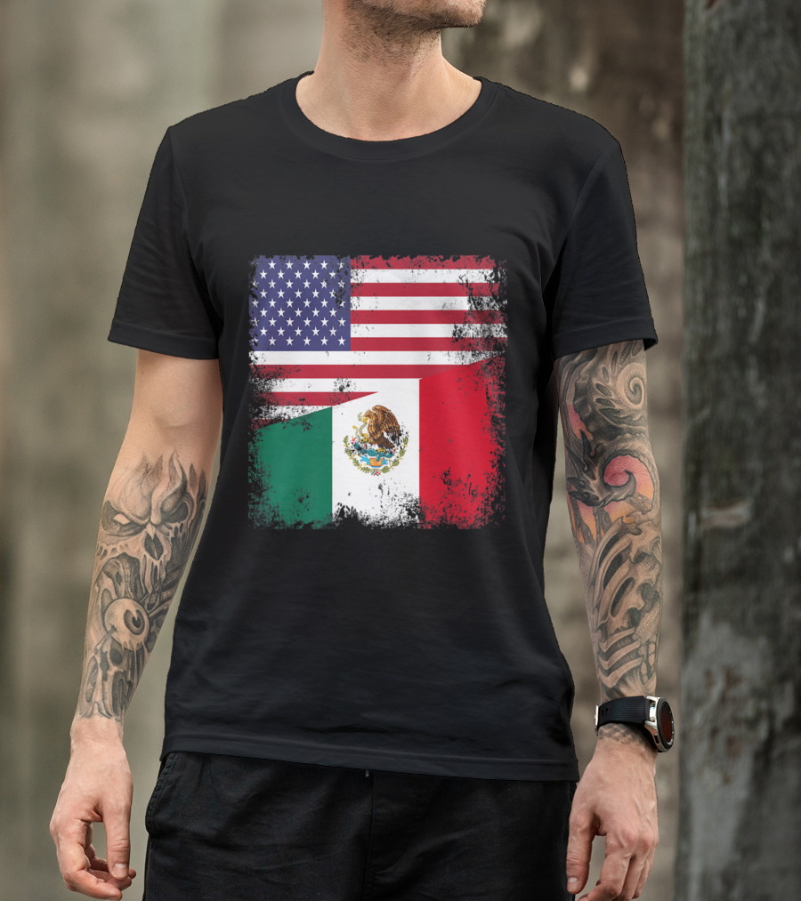 American And Mexican Flags Combined T-Shirt