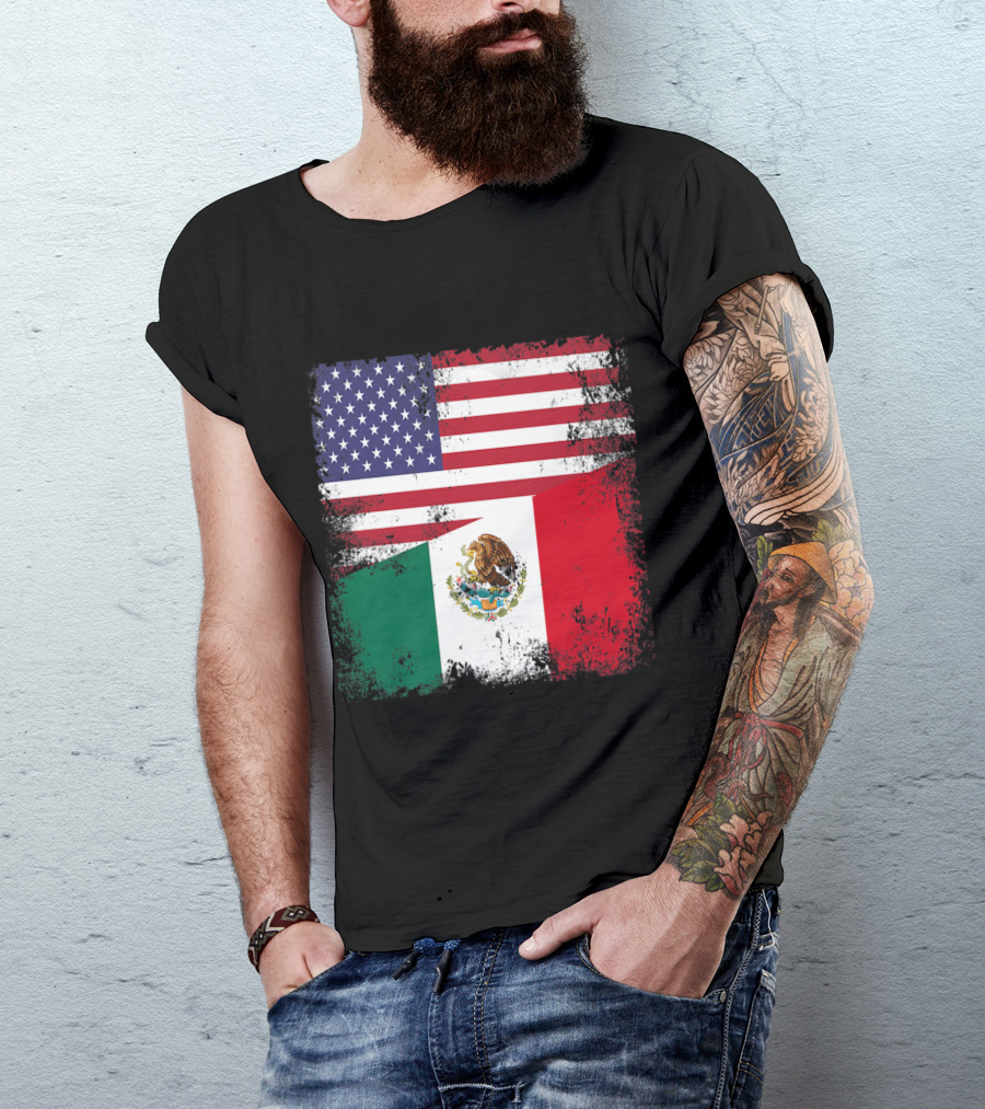 American And Mexican Flags Combined T-Shirt
