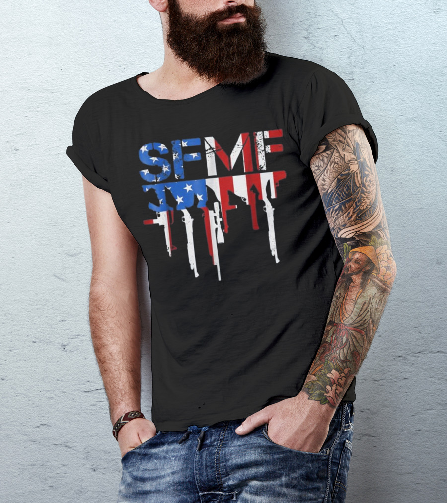 SFMF Stars And Stripes Military Guns American T-Shirt