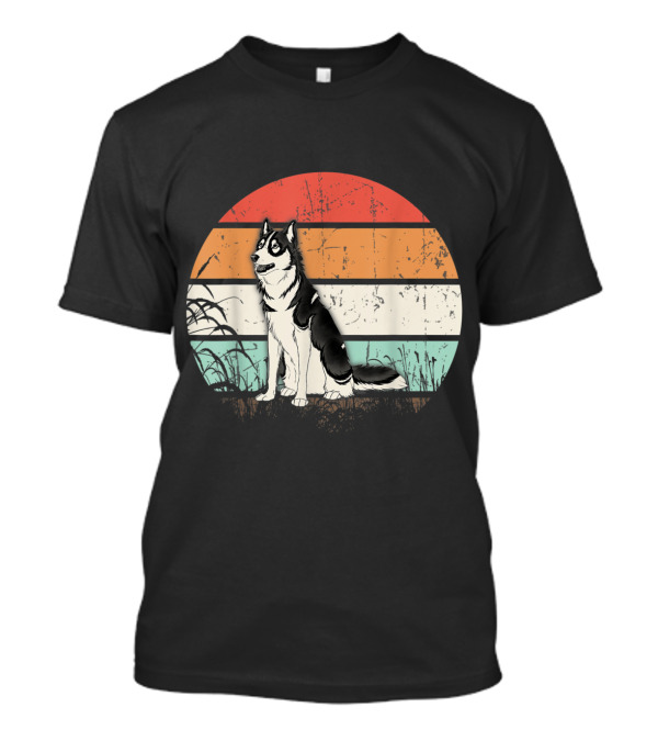 Vintage Siberian Husky Retro Sunset T-Shirt