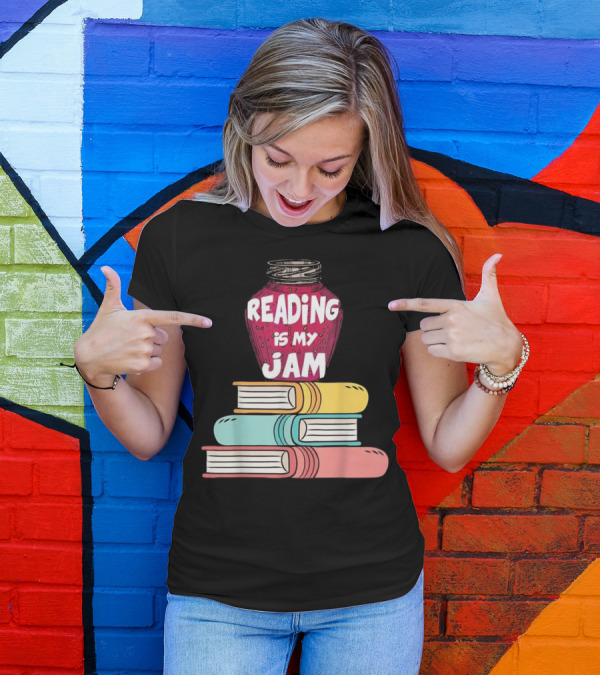 Funny Books Lover Reading Is My Jam Stack Of Colorful Books T-Shirt