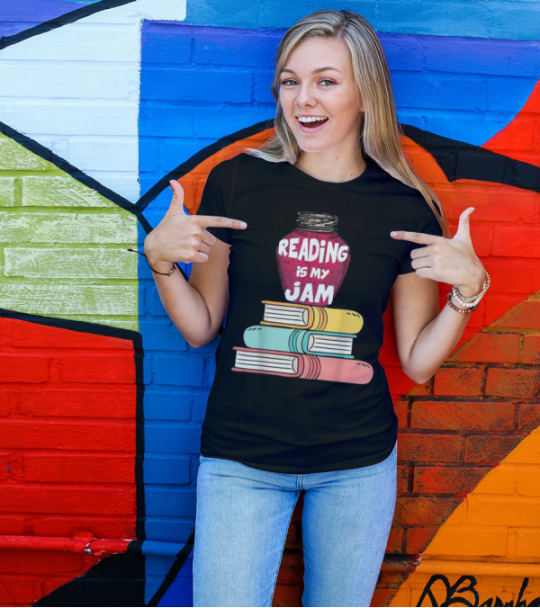 Funny Books Lover Reading Is My Jam Stack Of Colorful Books T-Shirt
