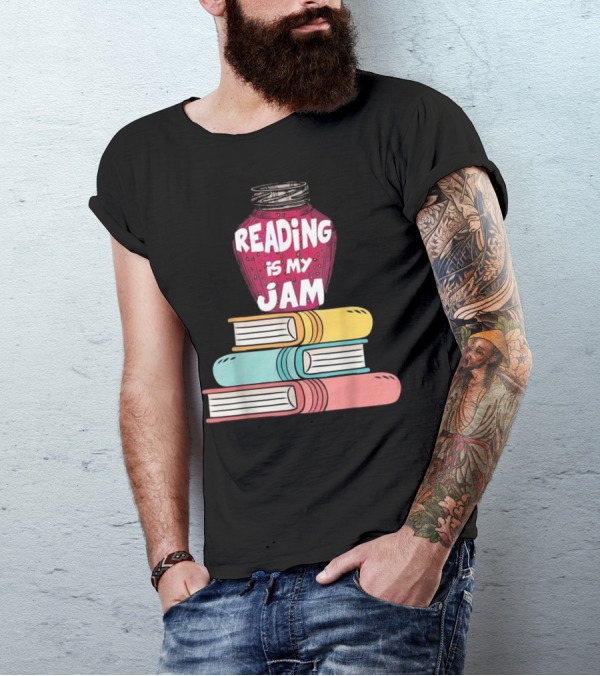 Funny Books Lover Reading Is My Jam Stack Of Colorful Books T-Shirt