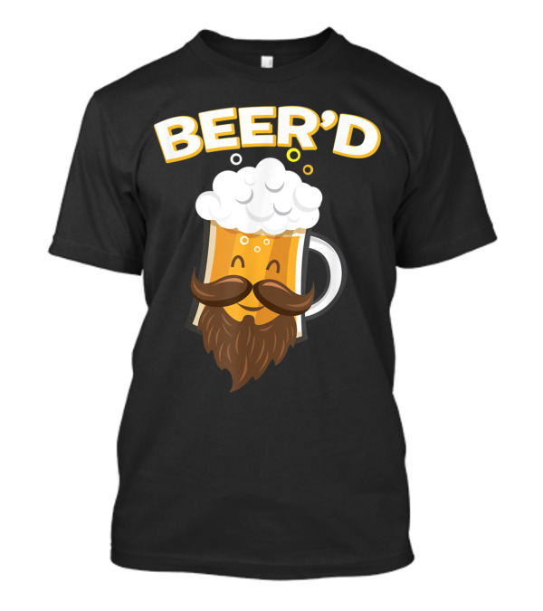 Beer'd Funny Beard Mustache Beer Mug With Foam T-Shirt