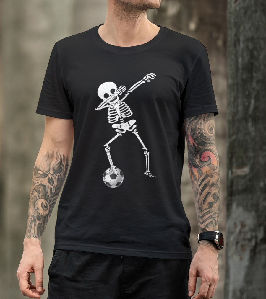 Halloween Skeleton Dabbing With Soccer Ball T-Shirt