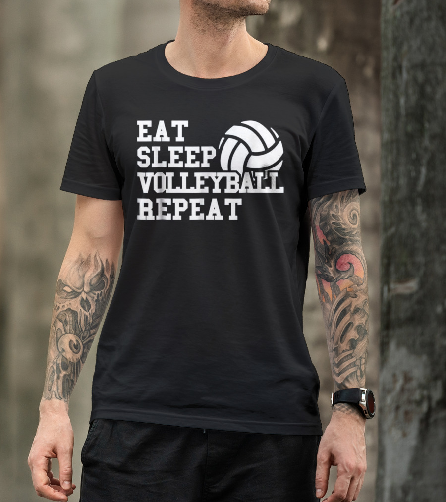 Eat Sleep Volleyball Repeat Funny Volleyball Lifestyle With Iconic Volleyball Image T-Shirt