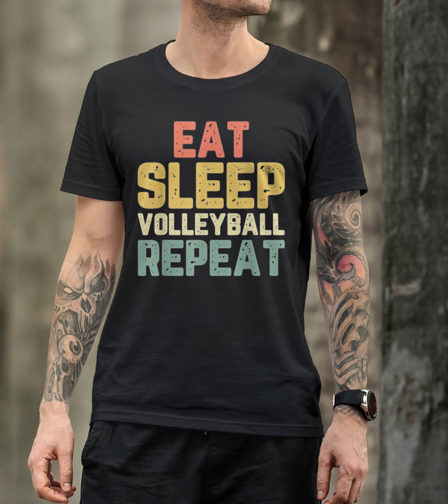 Eat Sleep Volleyball Repeat Vintage Retro T-Shirt