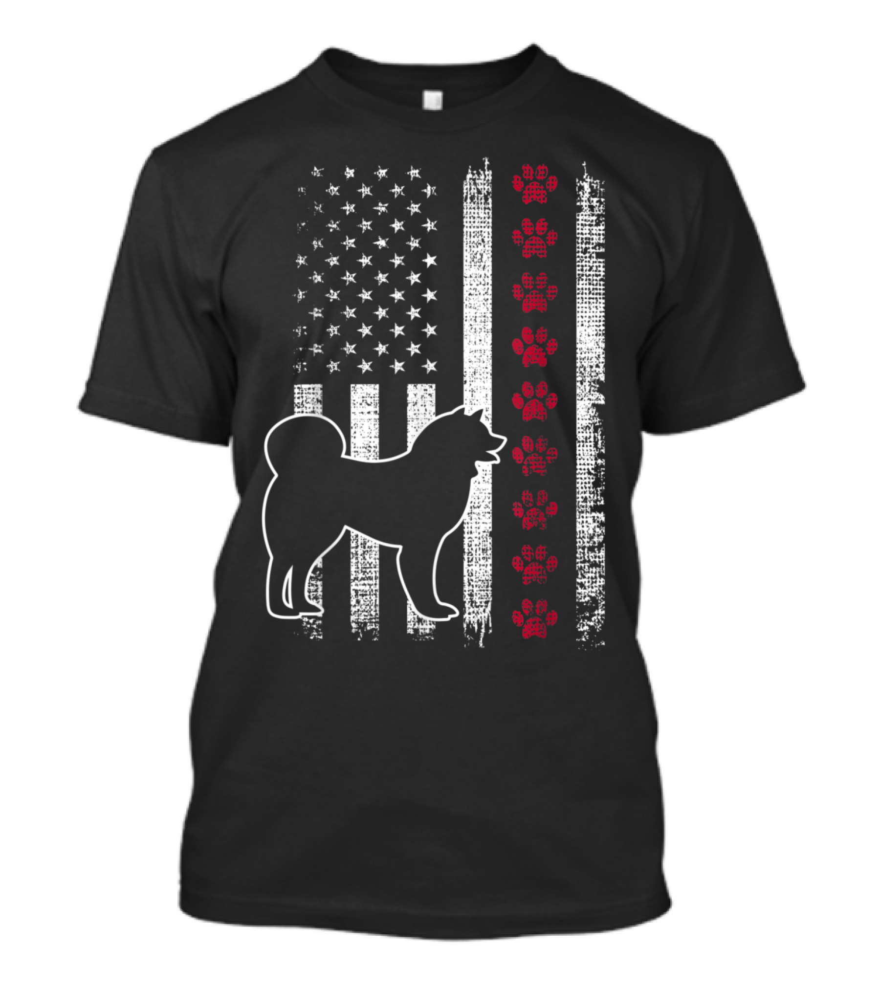 Vintage USA Patriotic American Flag Dog Paws T-Shirt
