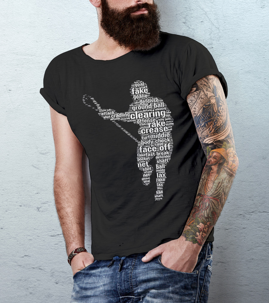 Lacrosse Men And Boys Long Cleating Faceoff Ground Ball Crease Net Attack Middie T-Shirt