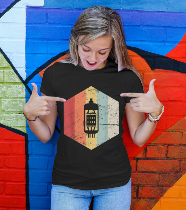 Vintage Vacuum Tube Retro Hexagon Stripes T-Shirt