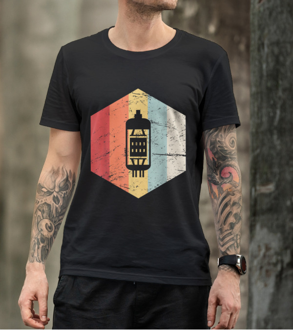 Vintage Vacuum Tube Retro Hexagon Stripes T-Shirt