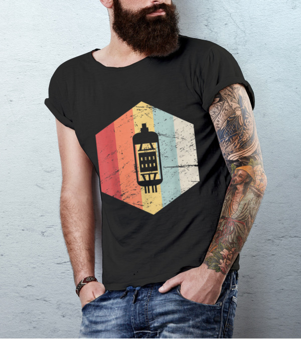 Vintage Vacuum Tube Retro Hexagon Stripes T-Shirt