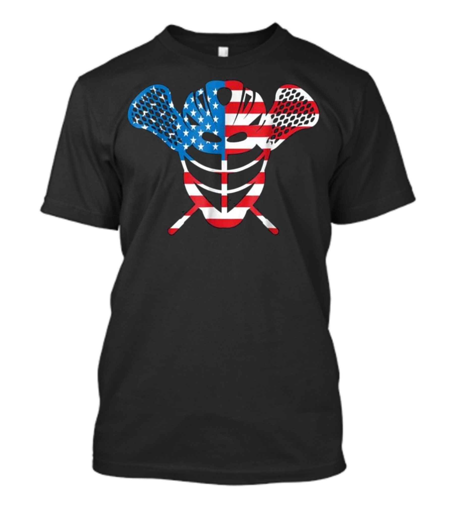 Lacrosse Helmet And Sticks American Flag T-Shirt