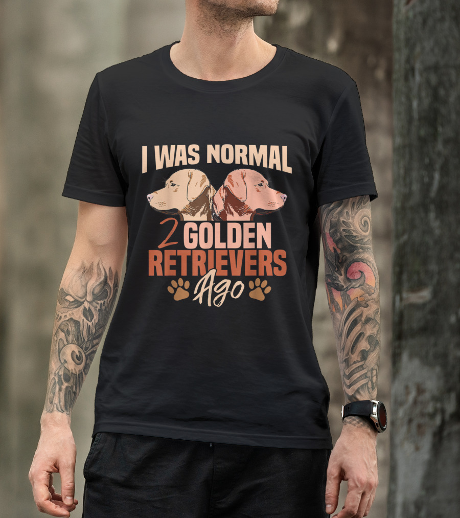 I Was Normal Two Golden Retrievers Ago Vintage Dog Lovers Paw Print Duo T-Shirt