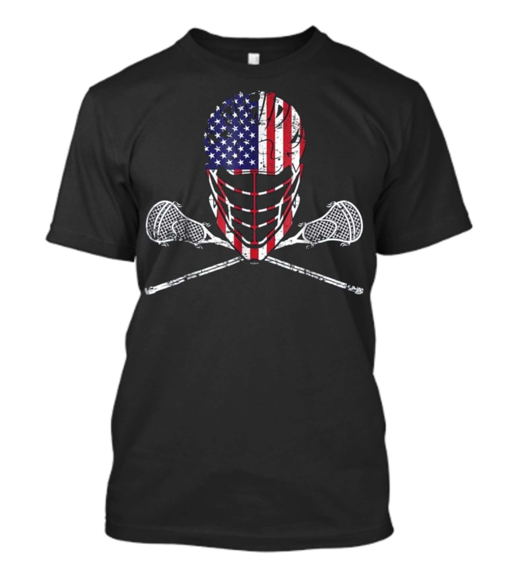 Lacrosse Helmet And Sticks American Flag USA T-Shirt