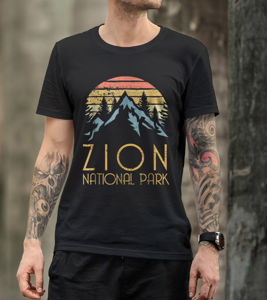Zion National Park Vintage Mountain Sunset Retro Utah T-Shirt