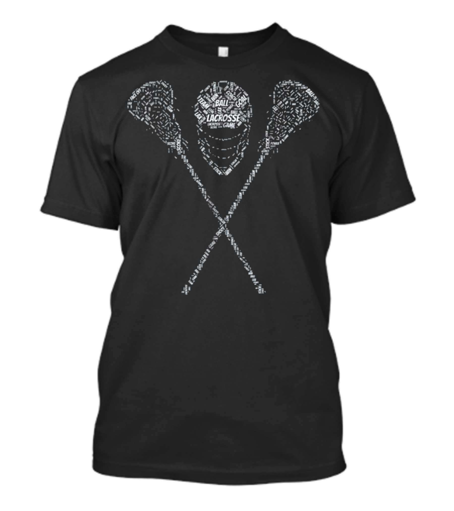 Lacrosse LAX Helmet Sticks Word Cloud Game Goal Ball T-Shirt