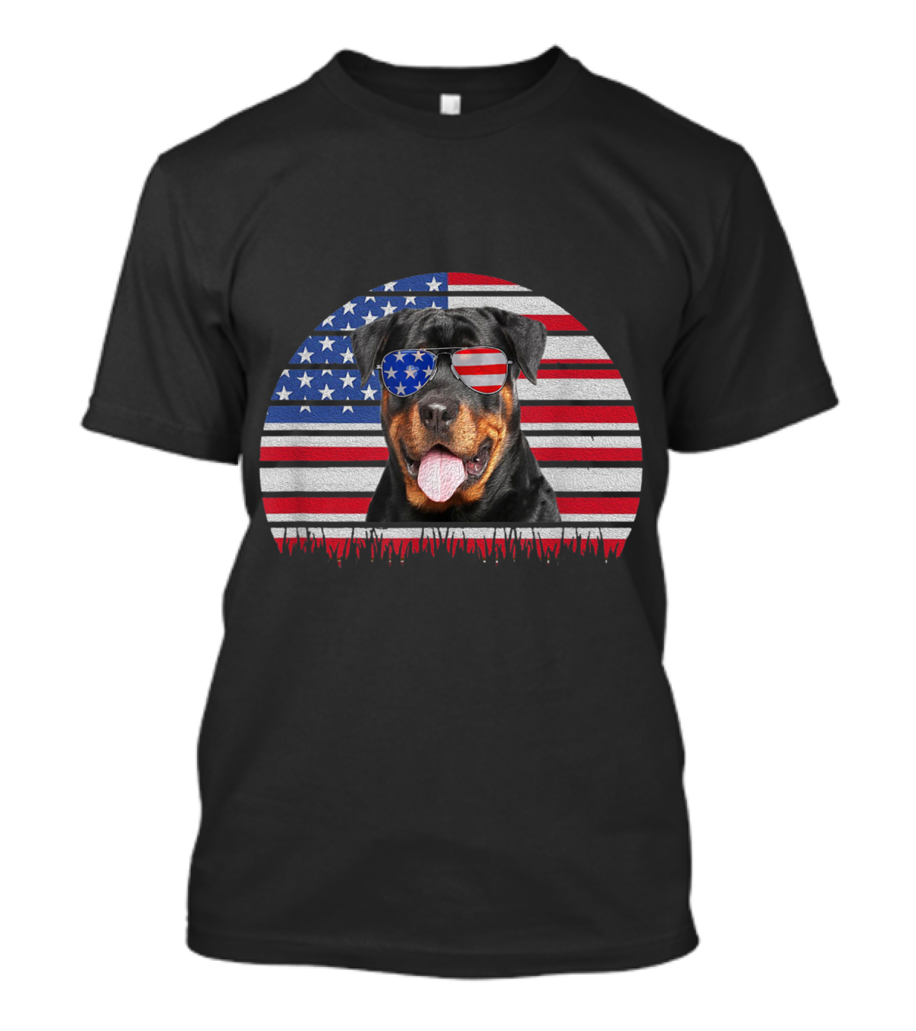 Vintage Rottweiler Sunglasses American Flag T-Shirt