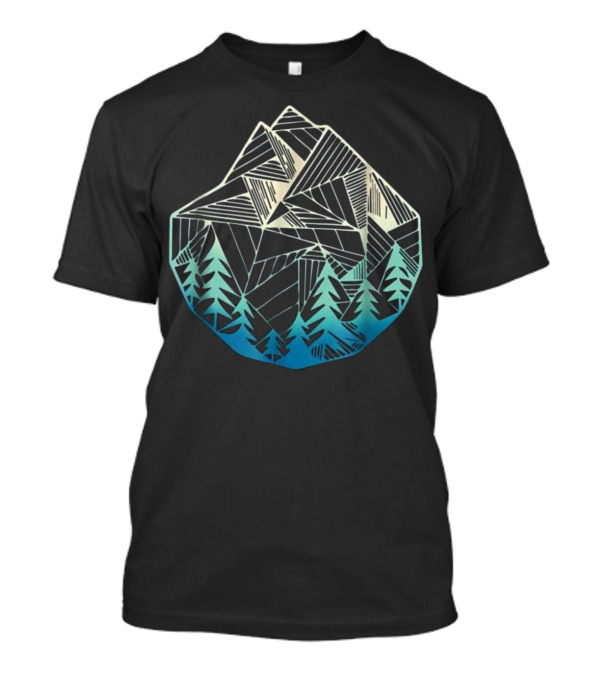 Minimal Geometry Mountains Forest Outdoor T-Shirt
