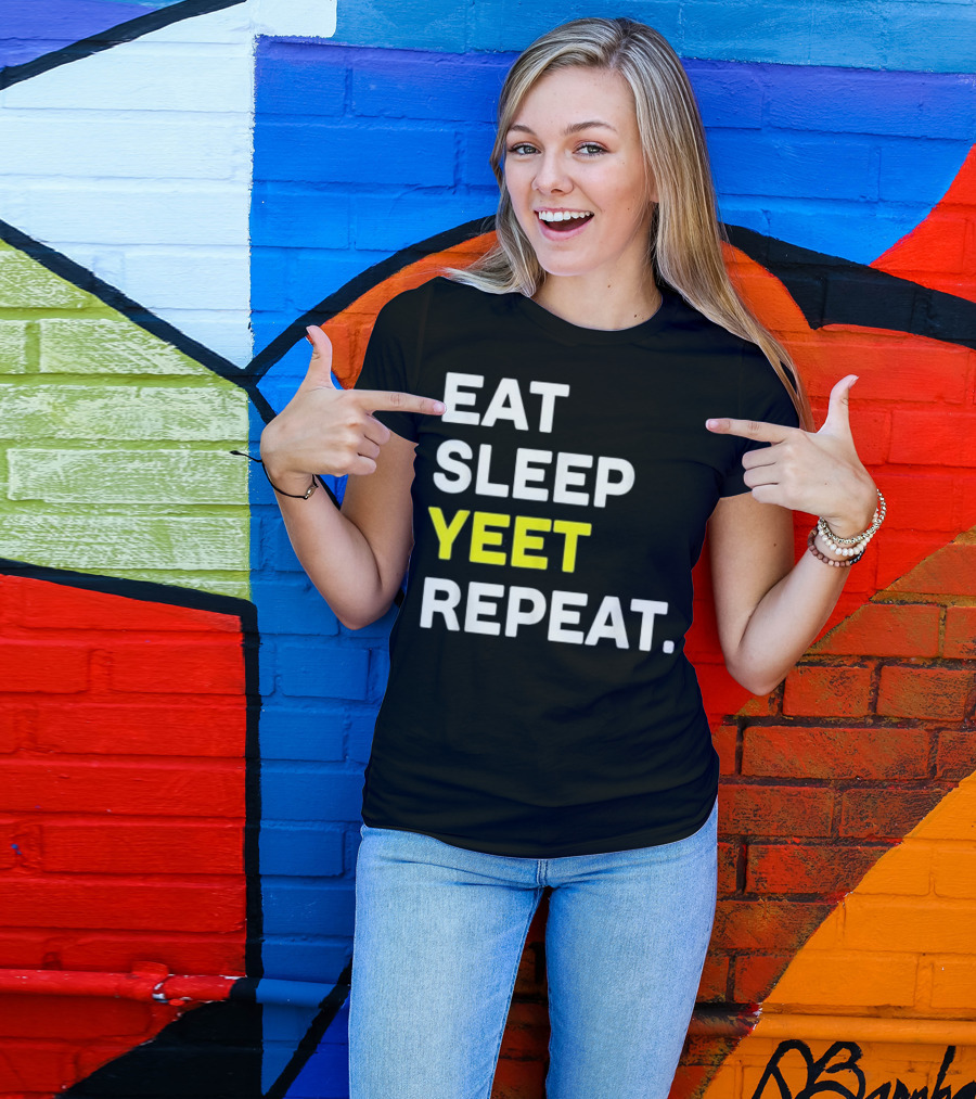 Eat Sleep Yeet Repeat Funny Cool Gaming Meme T-Shirt