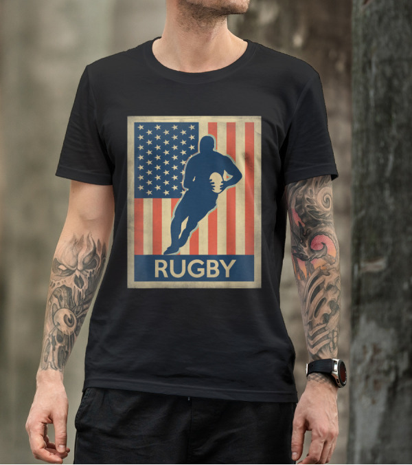 American Flag Rugby Vintage T-Shirt
