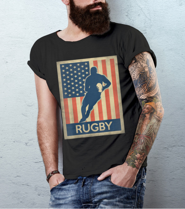 American Flag Rugby Vintage T-Shirt