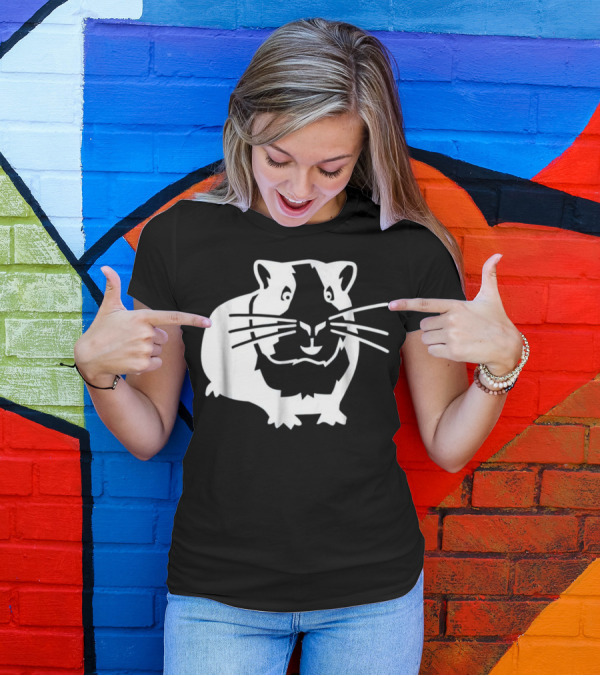 Hamster Face Black And White Clipart T-Shirt