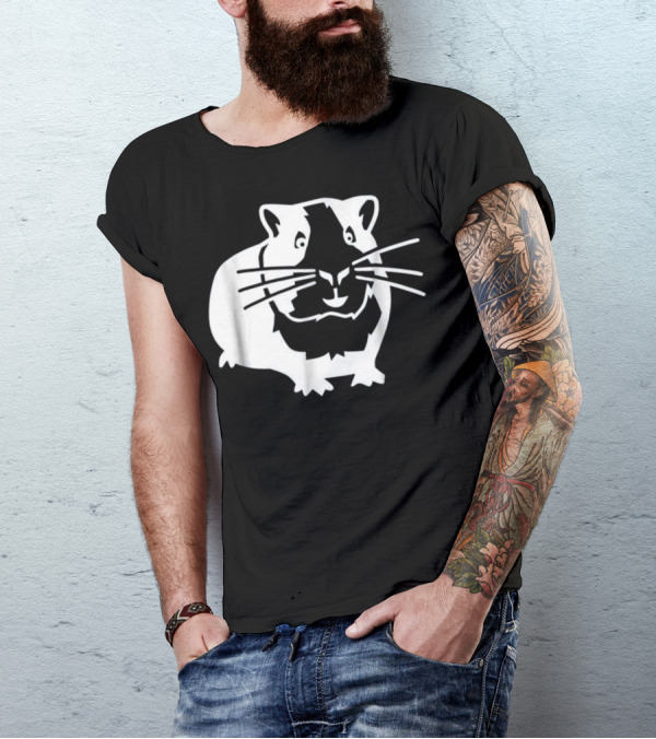 Hamster Face Black And White Clipart T-Shirt