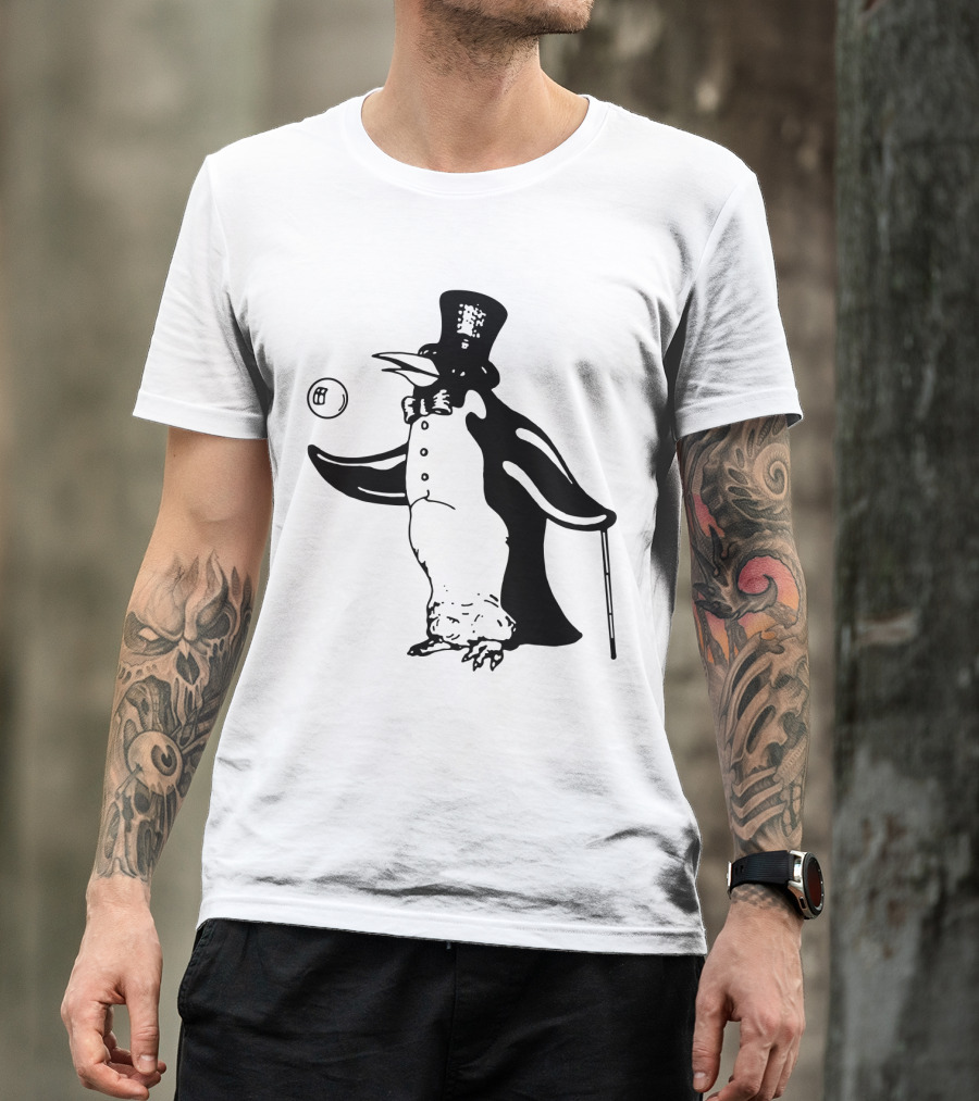 Fw 12 Penguin With Top Hat And Bow Tie 8 Ball T-Shirt
