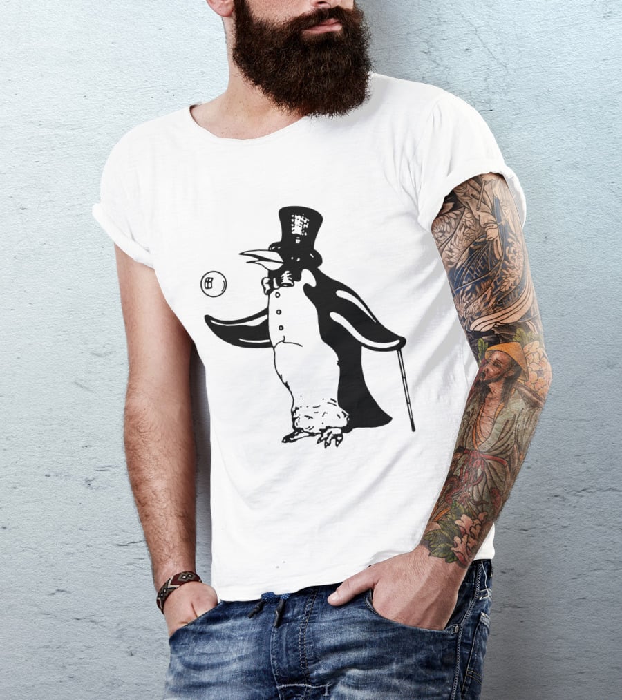 Fw 12 Penguin With Top Hat And Bow Tie 8 Ball T-Shirt