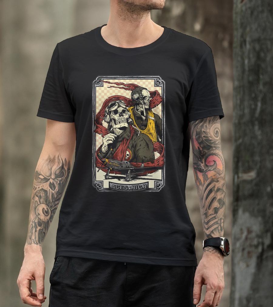 Aces High Ir 63 Skull Pilot Artwork T-Shirt