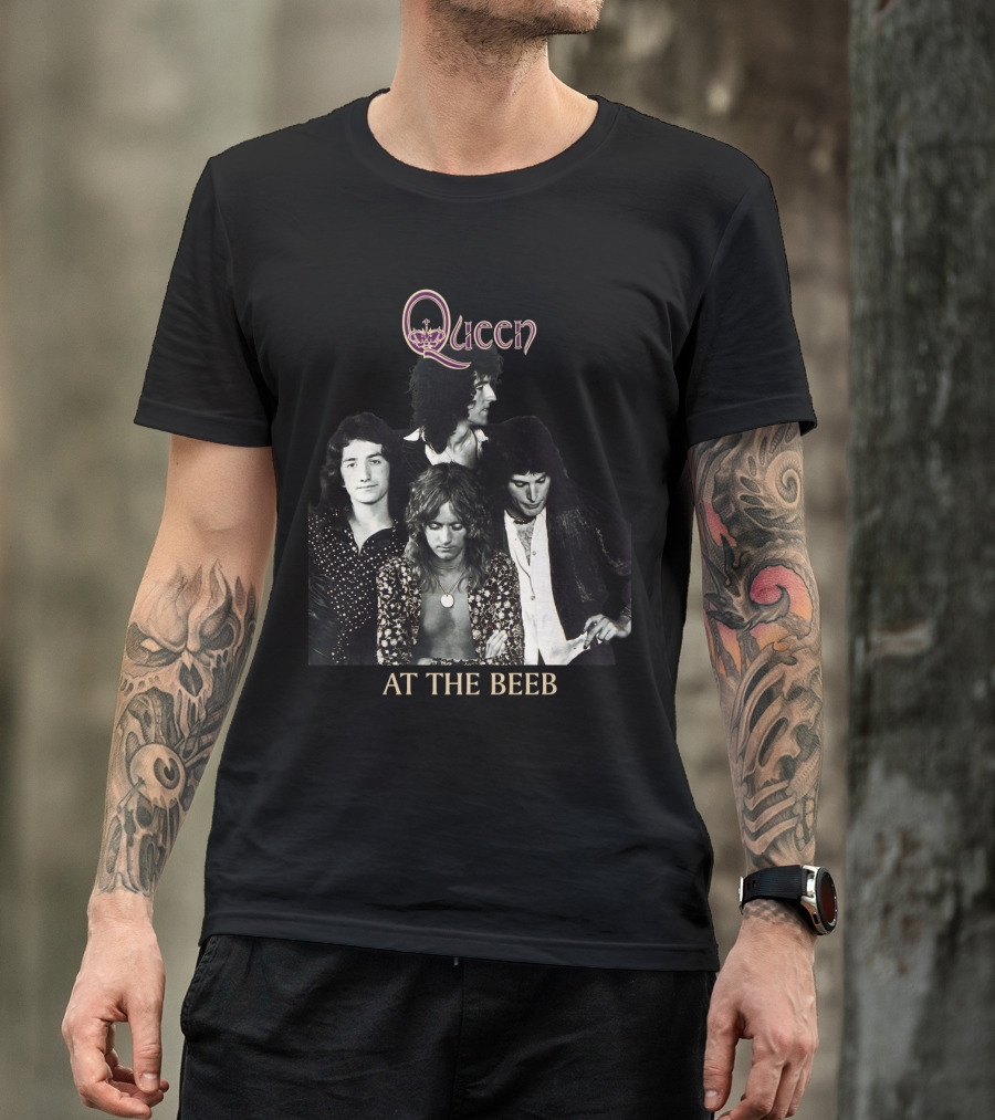 Queen At The Beeb Band Members Black And White Photo T-Shirt