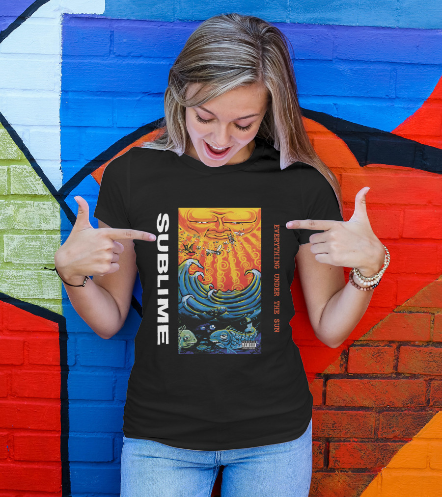 Sublime Everything Under The Sun Waves And Fish Artwork T-Shirt