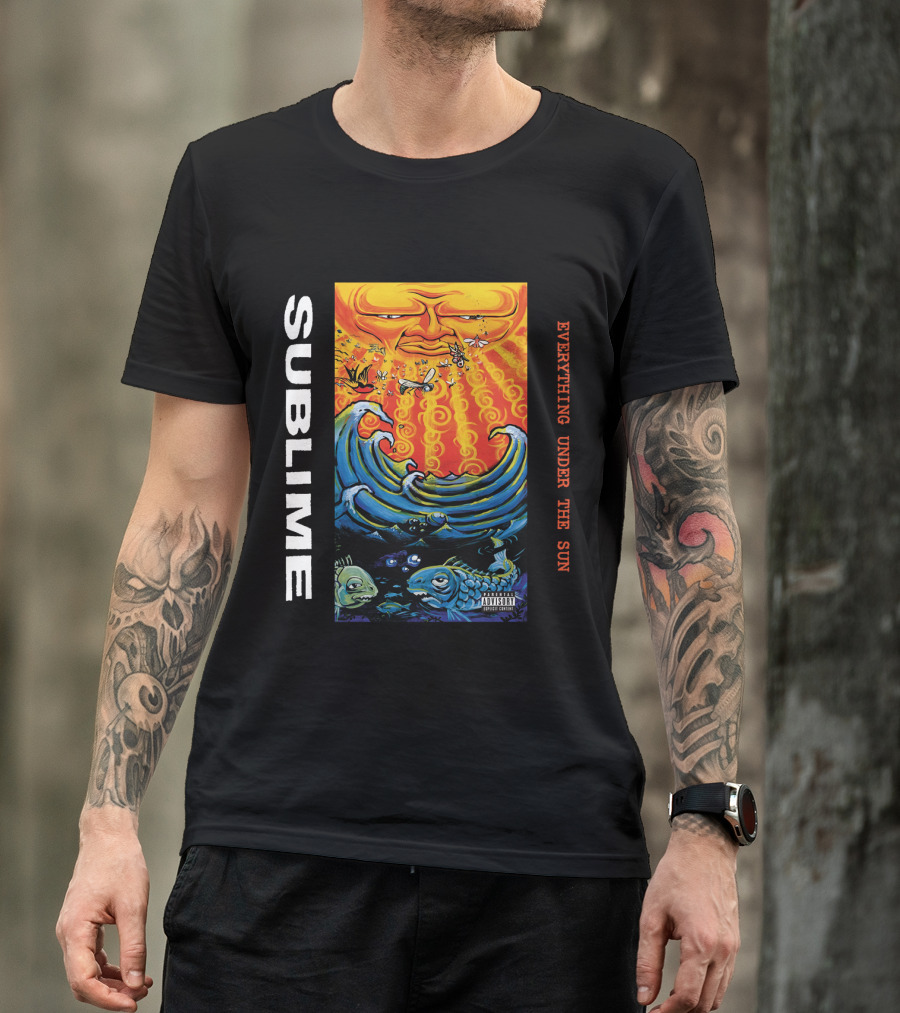 Sublime Everything Under The Sun Waves And Fish Artwork T-Shirt